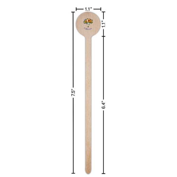 Sunflowers Wooden 7.5" Stir Stick - Round - Dimensions