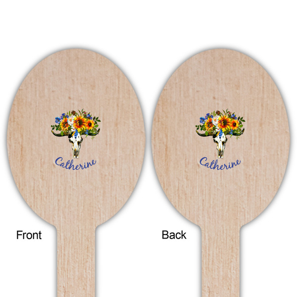 Sunflowers Wooden Food Pick - Oval - Double Sided - Front & Back