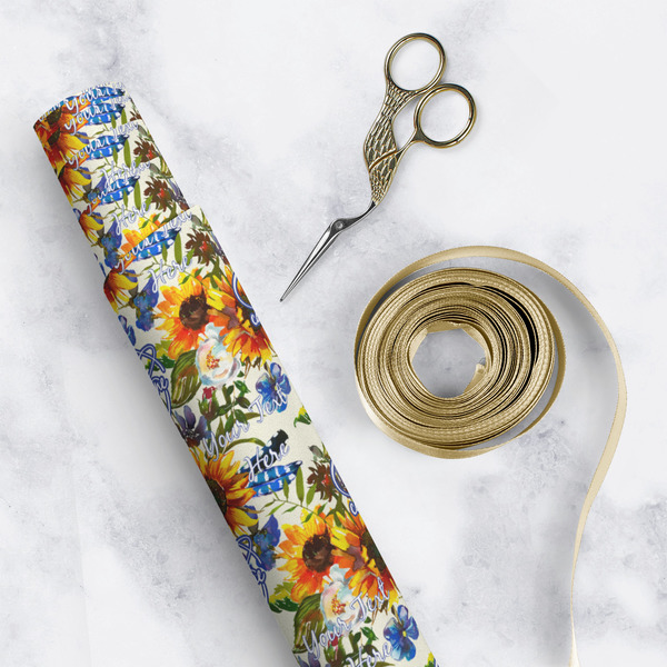 Sunflowers Wrapping Paper Roll - Matte - In Context