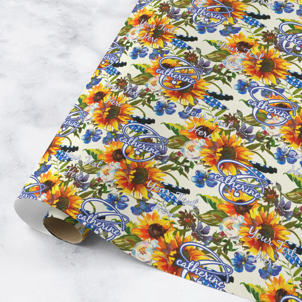 Custom Sunflowers Wrapping Paper Roll - Medium - Matte (Personalized)