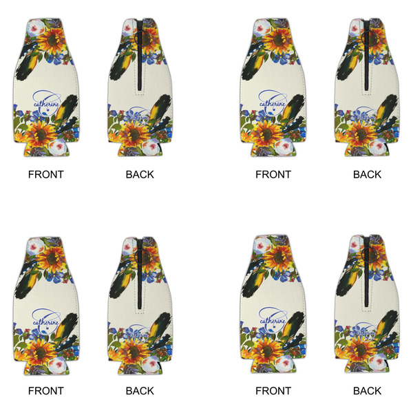Sunflowers Zipper Bottle Cooler - Set of 4 - APPROVAL