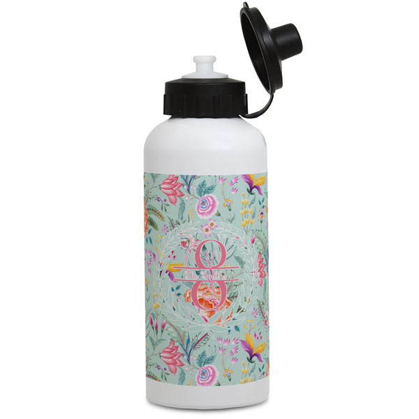 Custom Exquisite Chintz Water Bottles - Aluminum - 20 oz - White (Personalized)