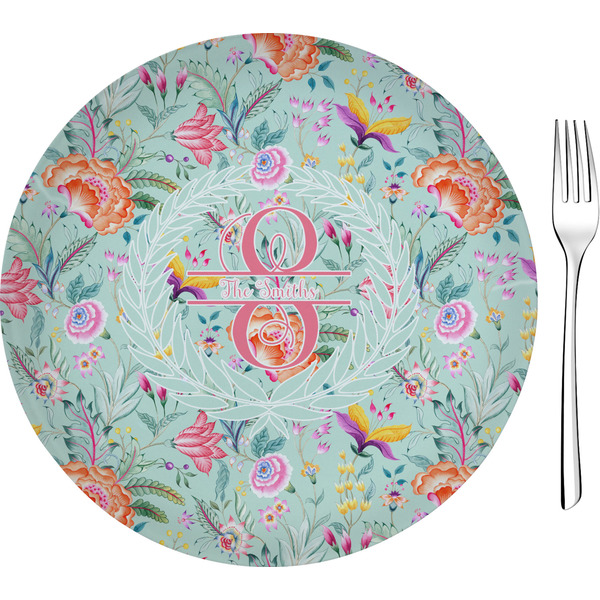 Custom Exquisite Chintz 8" Glass Appetizer / Dessert Plates - Single or Set (Personalized)