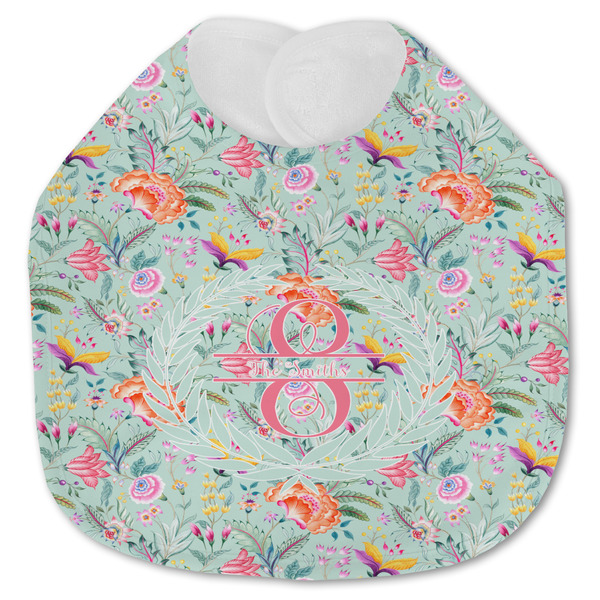 Custom Exquisite Chintz Jersey Knit Baby Bib w/ Name and Initial