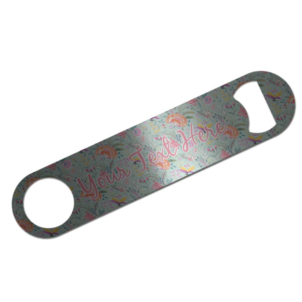 Custom Exquisite Chintz Bar Bottle Opener - Silver w/ Name and Initial