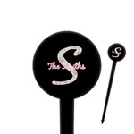 Exquisite Chintz 4" Round Plastic Food Picks - Black - Double Sided (Personalized)