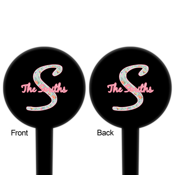 Exquisite Chintz Black Plastic 4" Food Pick - Round - Double Sided - Front & Back