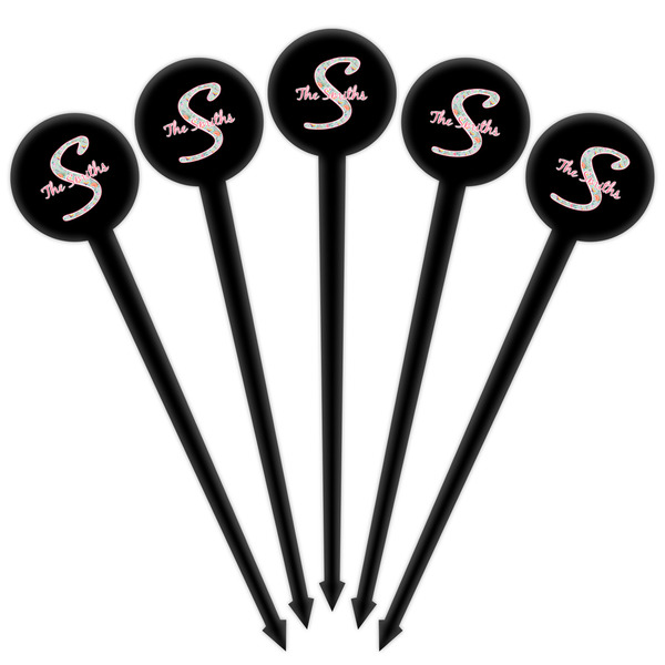 Exquisite Chintz Black Plastic 4" Food Pick - Round - Fan View