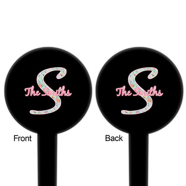 Exquisite Chintz Black Plastic 6" Food Pick - Round - Double Sided - Front & Back