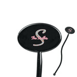 Exquisite Chintz 7" Oval Plastic Stir Sticks - Black - Single Sided (Personalized)