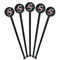 Exquisite Chintz Black Plastic 7" Stir Stick - Round - Fan View