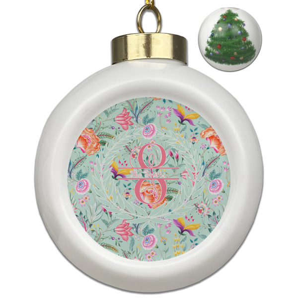 Custom Exquisite Chintz Ceramic Ball Ornament - Christmas Tree (Personalized)