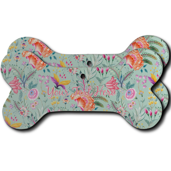 Custom Exquisite Chintz Ceramic Dog Ornament - Front & Back w/ Name and Initial