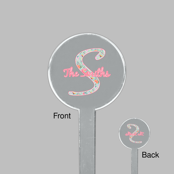 Exquisite Chintz Clear Plastic 7" Stir Stick - Round - Front & Back