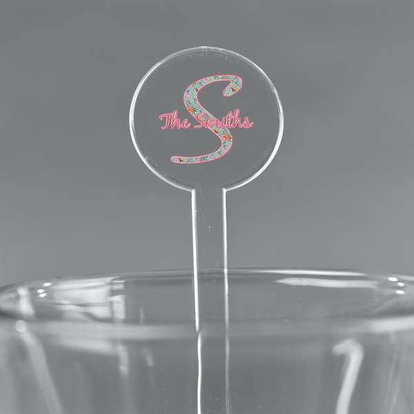 Custom Exquisite Chintz 5.5" Round Plastic Stir Sticks - Clear (Personalized)