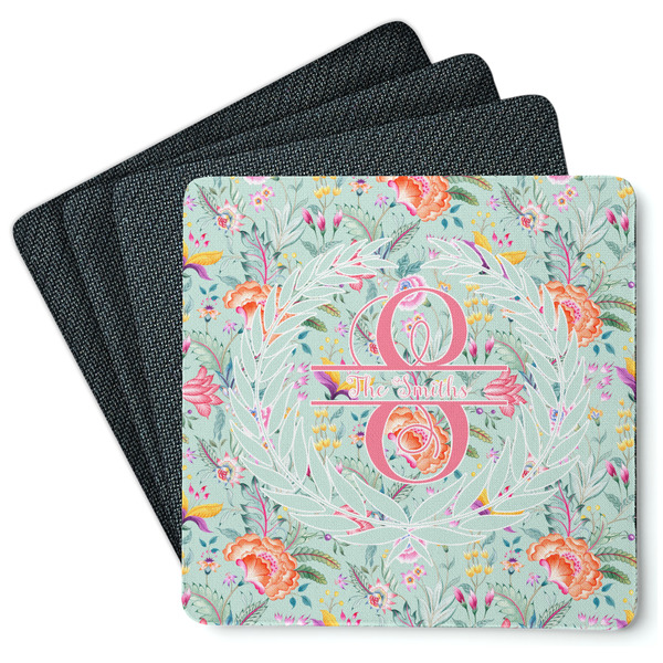 Custom Exquisite Chintz Square Rubber Backed Coasters - Set of 4 (Personalized)