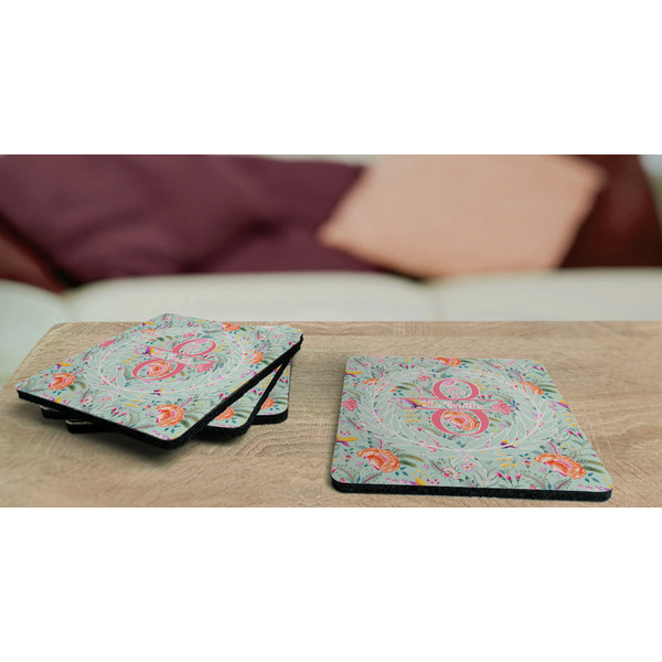 Exquisite Chintz Coaster Rubber Back - On Coffee Table