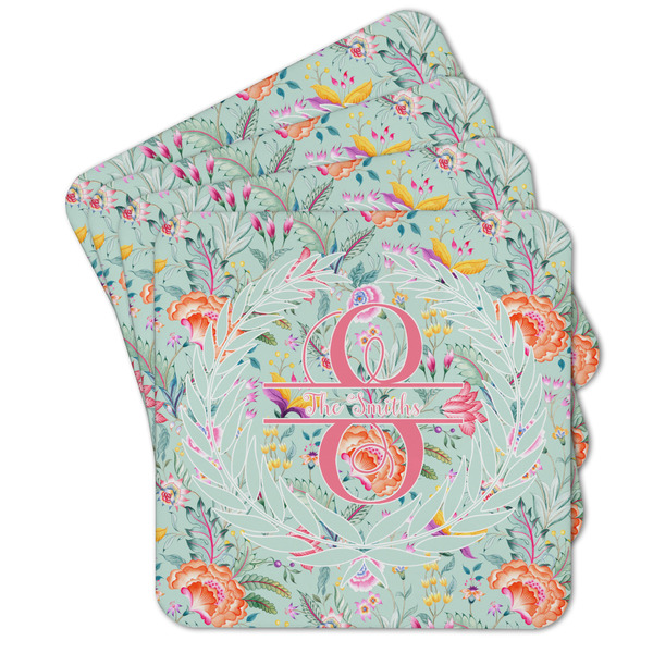 Custom Exquisite Chintz Cork Coaster - Set of 4 w/ Name and Initial
