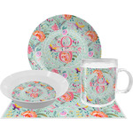 Exquisite Chintz Dinner Set - Single 4 Pc Setting w/ Name and Initial