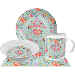 Exquisite Chintz Dinner Set - Single 4 Pc Setting w/ Name and Initial