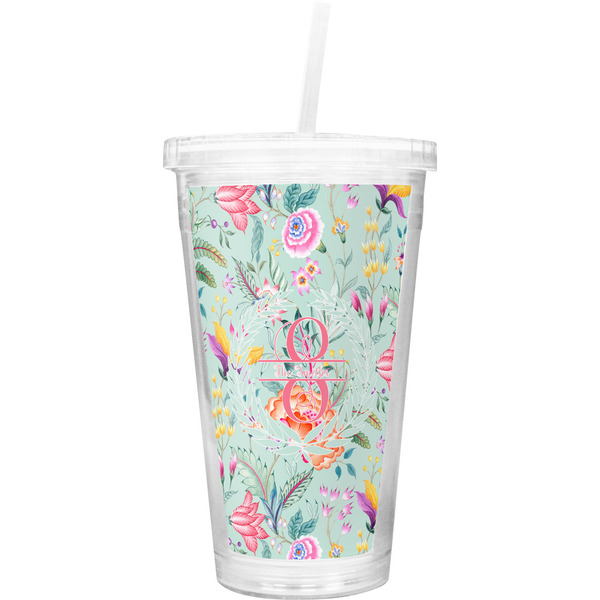 Custom Exquisite Chintz Double Wall Tumbler with Straw (Personalized)