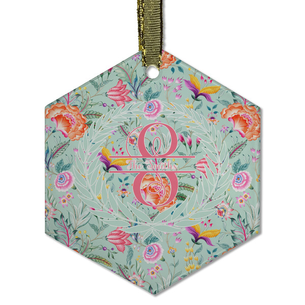 Exquisite Chintz Frosted Glass Ornament - Hexagon