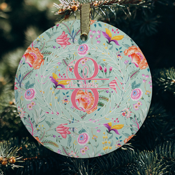 Exquisite Chintz Frosted Glass Ornament - Round (Lifestyle)