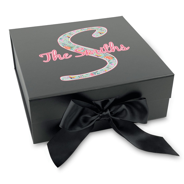 Custom Exquisite Chintz Gift Box with Magnetic Lid - Black (Personalized)