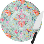 Exquisite Chintz Round Glass Cutting Board (Personalized)