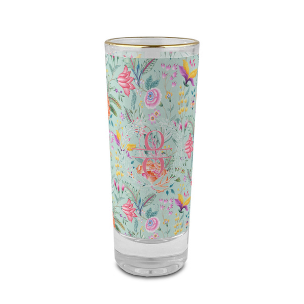Custom Exquisite Chintz 2 oz Shot Glass - Glass with Gold Rim (Personalized)