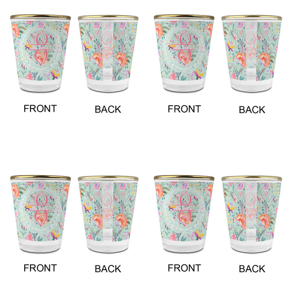 Exquisite Chintz Glass Shot Glass - with gold rim - Set of 4 - APPROVAL