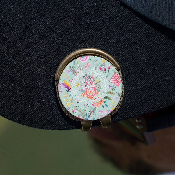 Exquisite Chintz Golf Ball Marker Hat Clip - Gold - On Hat