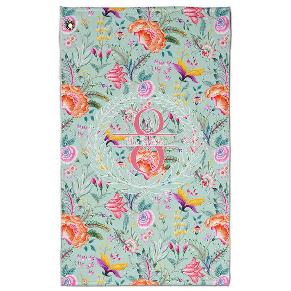 Custom Exquisite Chintz Golf Towel - Poly-Cotton Blend w/ Name and Initial