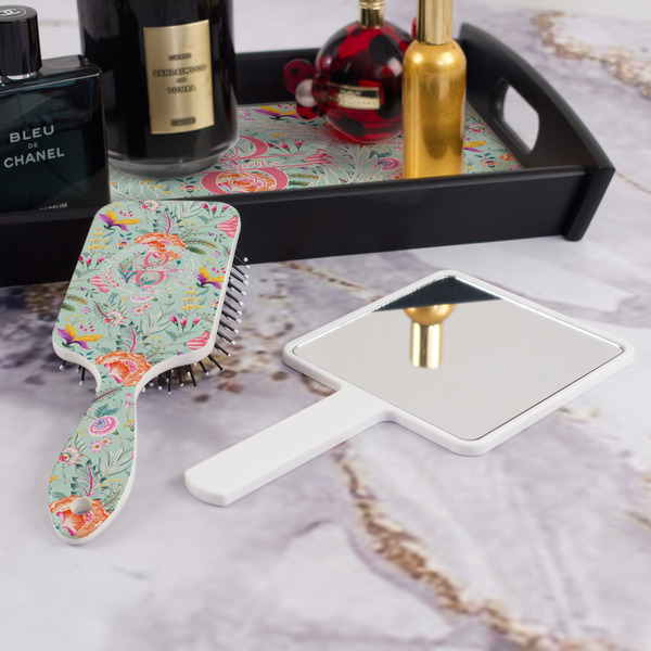 Exquisite Chintz Hair Brush - With Hand Mirror