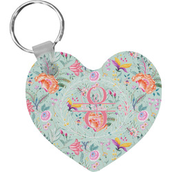 Exquisite Chintz Heart Plastic Keychain w/ Name and Initial
