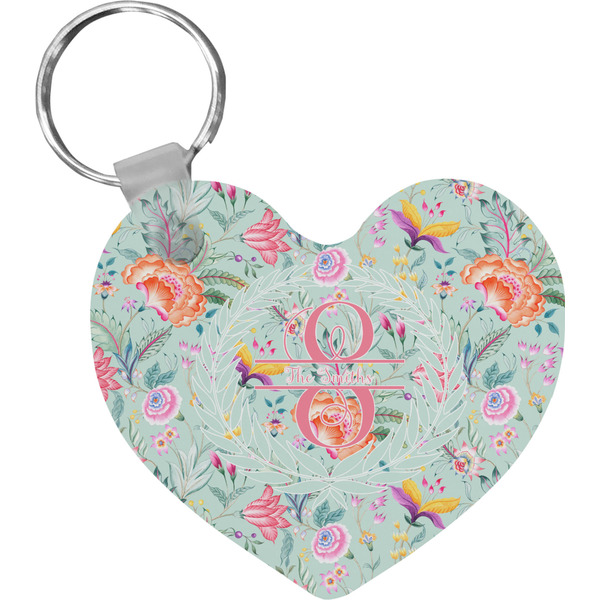 Custom Exquisite Chintz Heart Plastic Keychain w/ Name and Initial
