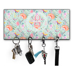 Exquisite Chintz Key Hanger w/ 4 Hooks w/ Name and Initial
