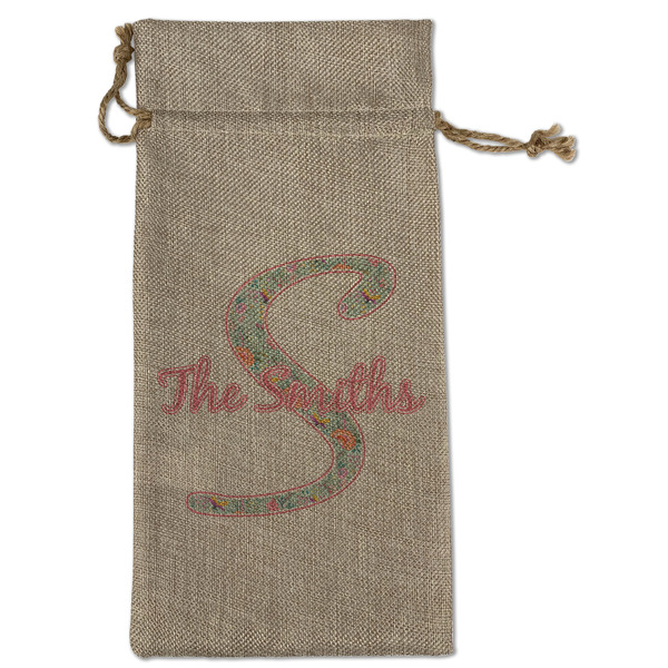 Custom Exquisite Chintz Large Burlap Gift Bag - Front (Personalized)