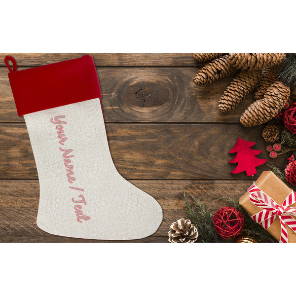 Exquisite Chintz Linen Stocking w/Red Cuff - Flat Lay (LIFESTYLE)