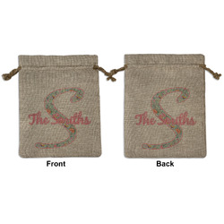 Exquisite Chintz Medium Burlap Gift Bag - Front & Back (Personalized)
