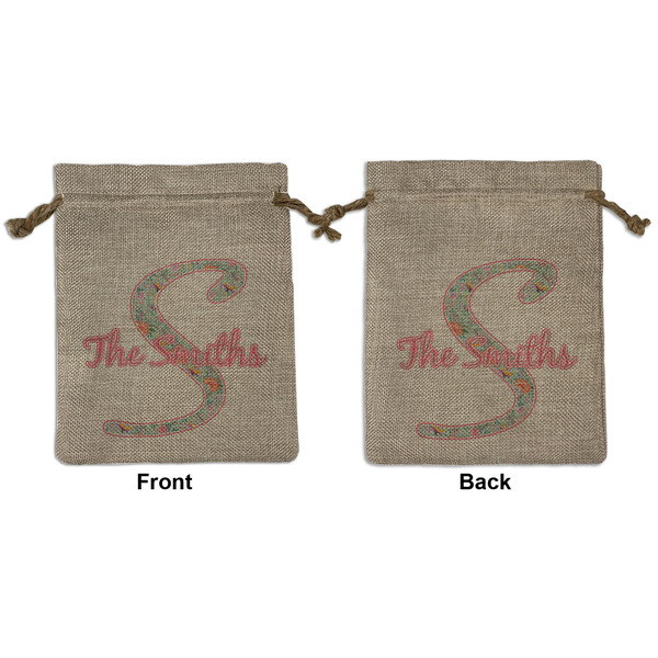 Custom Exquisite Chintz Medium Burlap Gift Bag - Front & Back (Personalized)