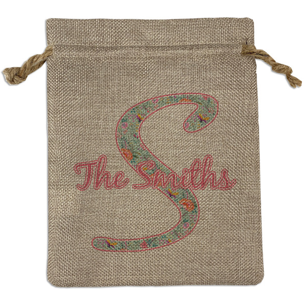 Custom Exquisite Chintz Medium Burlap Gift Bag - Front (Personalized)