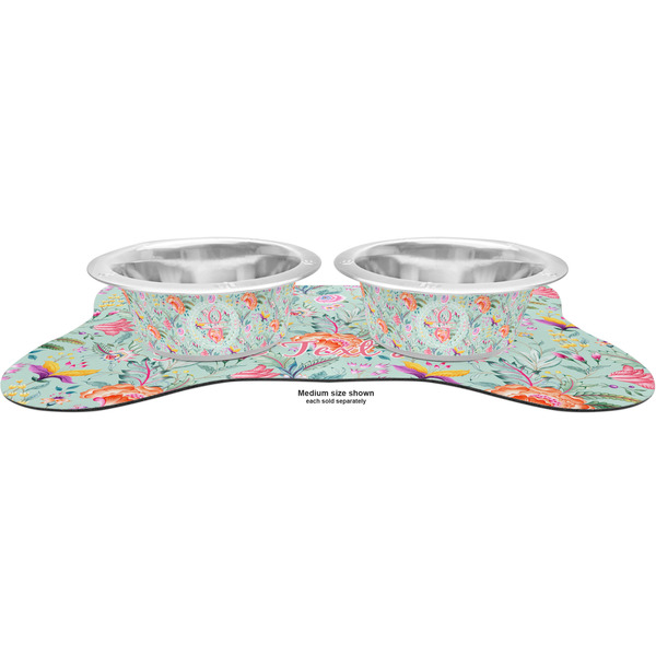 Exquisite Chintz Metal Pet Bowls - On Dog Bone Shaped Mat