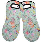 Exquisite Chintz Neoprene Oven Mitts - Set of 2 w/ Name and Initial