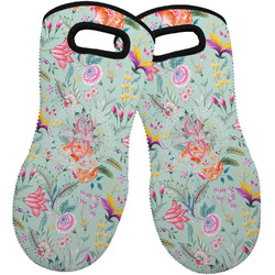 Exquisite Chintz Neoprene Oven Mitts - Set of 2 w/ Name and Initial