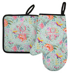 Exquisite Chintz Left Oven Mitt & Pot Holder Set w/ Name and Initial