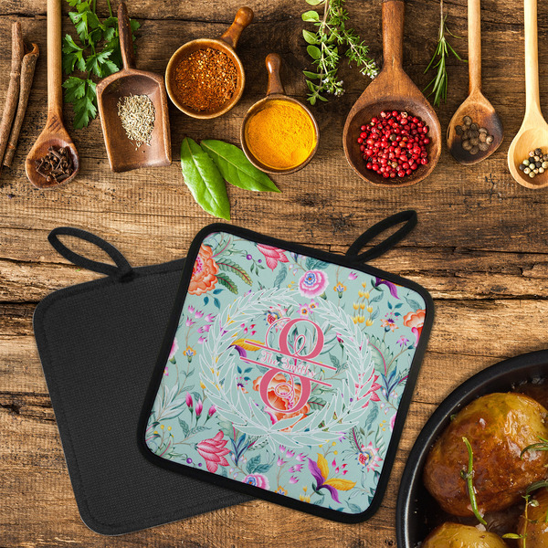 Exquisite Chintz Neoprene Pot Holder - Set of 2  LIFESTYLE (Flatlay)