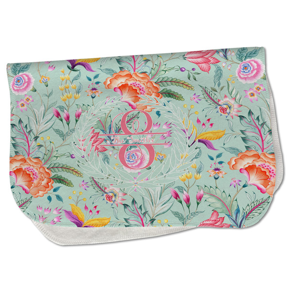 Custom Exquisite Chintz Burp Cloth - Fleece w/ Name and Initial