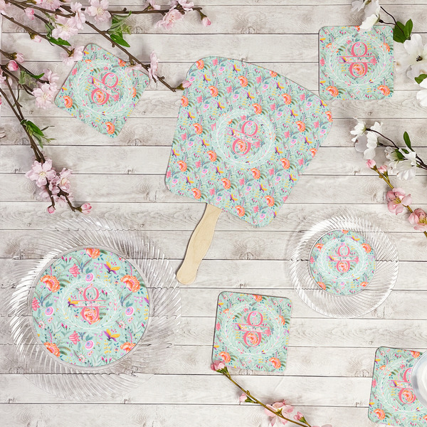 Exquisite Chintz Party Supplies Combination Image - All items - Plates, Coasters, Fans