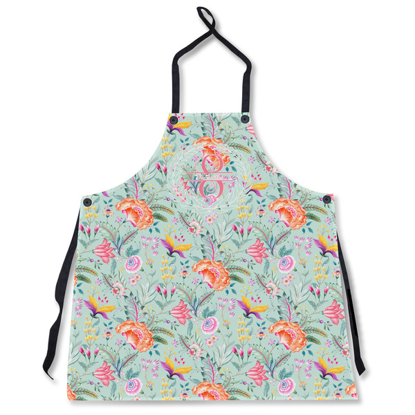 Custom Exquisite Chintz Apron Without Pockets w/ Name and Initial